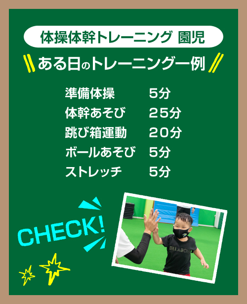 ある日の体操体幹トレーニング 園児一例